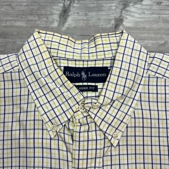 Polo Ralph Lauren White w/ Yellow, Navy & Green Plaid Shirt L - Picture 2 of 4